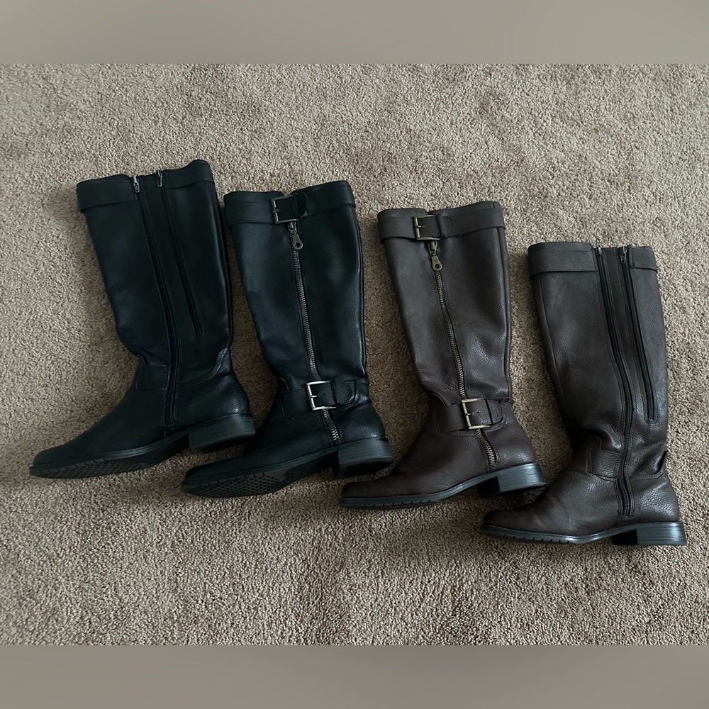 Aerosoles BUNDLE Women’s Ride Around Black and Brown Knee-High Boots - 8.5